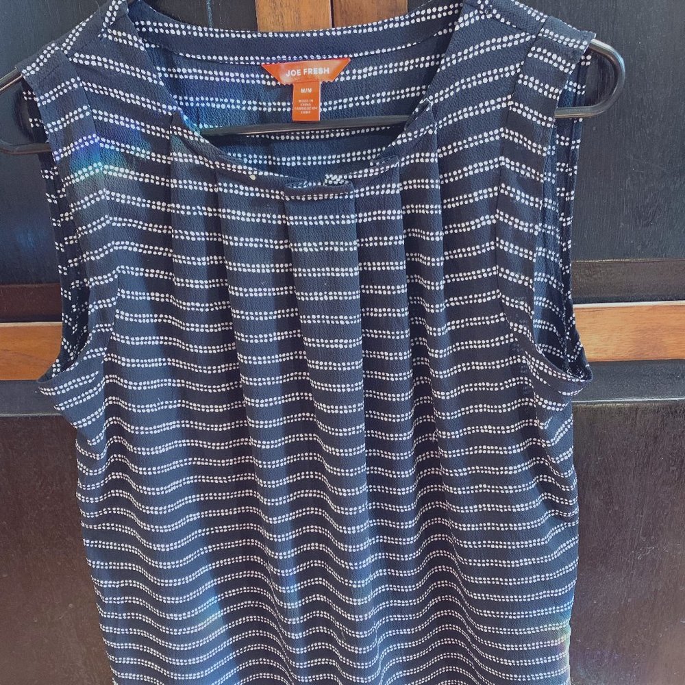 Joe Fresh - black/white silky striped top - Medium